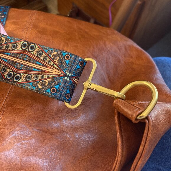 Hobo Crossbody Vegan Chestnut Brown Leather Shoulder Bag - Picture 3 of 9